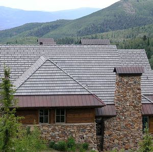 flat roof tile / interlocking / concrete / slate look