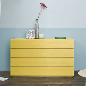 contemporary chest of drawers / solid wood / yellow