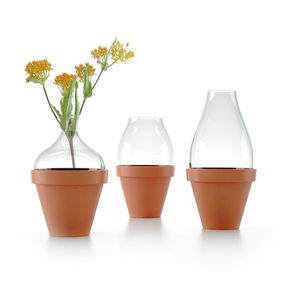 contemporary vase / glass / clay
