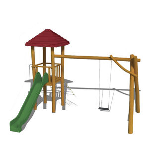 playground play structure / wooden / stainless steel / modular