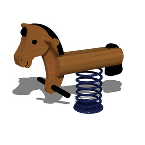 wooden spring rocker / stainless steel / animals / 2-person