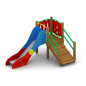 playground play structure / plastic / wooden / galvanized steel