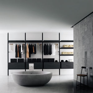 wall-mounted walk-in wardrobe / contemporary / melamine / aluminum
