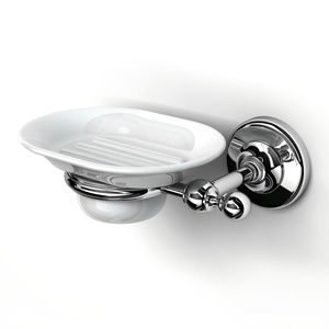 wall-mounted soap dish / metal / ceramic
