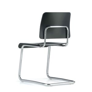 Bauhaus design visitor chair / upholstered / with armrests / cantilever