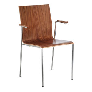 upholstered conference chair / with armrests / stackable / chrome