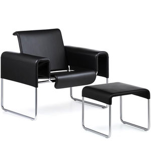 contemporary visitor armchair / fabric / steel / sled base