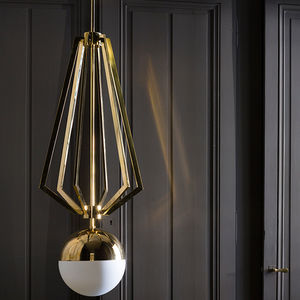 contemporary chandelier / blown glass / polished brass / LED