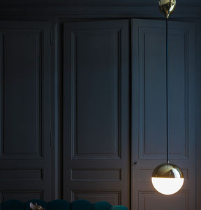 pendant lamp / contemporary / polished brass / blown glass