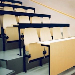 molded plywood auditorium seat / metal / tablet