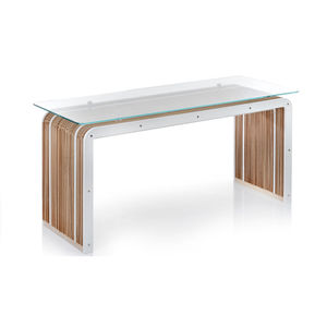original design table / glass / cardboard / steel