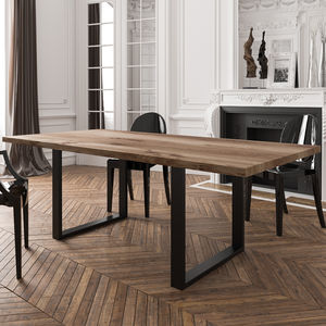 contemporary table / oak / powder-coated steel / rectangular