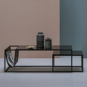 contemporary coffee table / glass / steel / rectangular