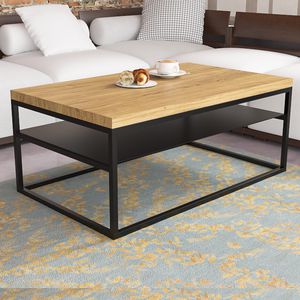 contemporary coffee table / oak / lacquered MDF / steel