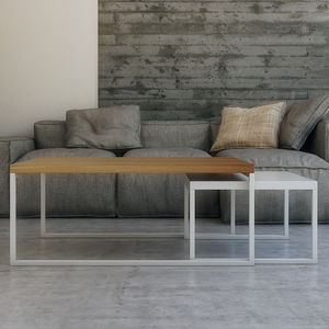 Scandinavian design coffee table / oak / MDF / stainless steel