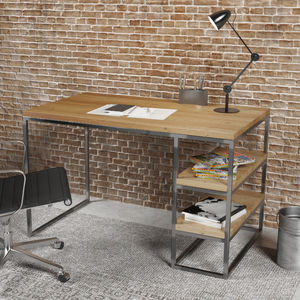 oak desk / metal / contemporary