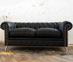 Chesterfield sofa / leather / steel / 2-seater