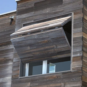 folding shutters / aluminum / window / imitation wood