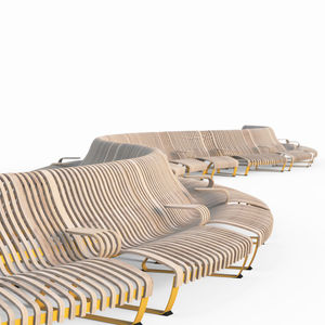 public bench / contemporary / metal / wooden