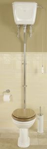 free-standing toilet / porcelain / with high tank / with lever