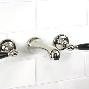 washbasin double-handle mixer tap / wall-mounted / metal / indoor