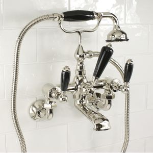 bathtub double-handle mixer tap / wall-mounted / metal / for bathrooms