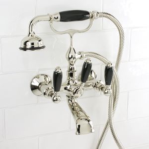 bathtub double-handle mixer tap / wall-mounted / metal / for bathrooms
