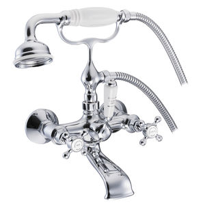 bathtub double-handle mixer tap / wall-mounted / metal / for bathrooms