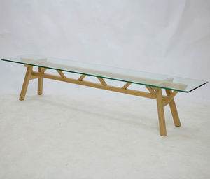 contemporary bench / oak / glass