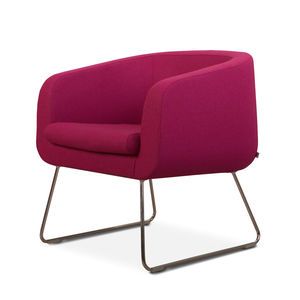 contemporary armchair / metal / fabric / sled base