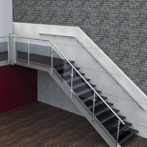 aluminum railing / glass panel / indoor / for stairs
