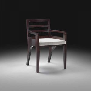 contemporary chair / upholstered / with armrests / fabric