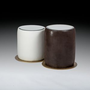 contemporary side table / leather / round