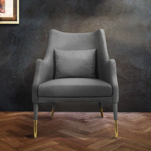 contemporary armchair / fabric / leather / polished brass