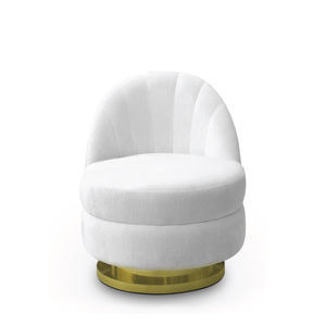 contemporary armchair / velvet / polished brass / central base