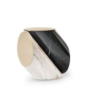 contemporary side table / polished brass / brushed brass / marble