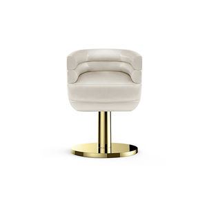 contemporary dining chair / upholstered / with armrests / swivel