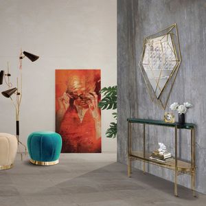 contemporary sideboard table / brass / copper / polished brass