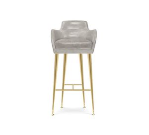 contemporary bar chair / upholstered / with footrest / with armrests