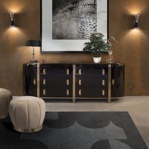 contemporary sideboard / polished brass / copper / brass