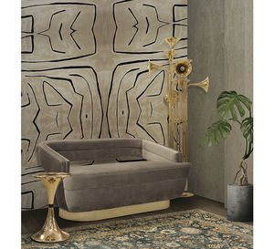 contemporary sofa / velvet / polished brass / contract