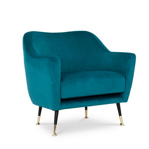 contemporary armchair / fabric / blue