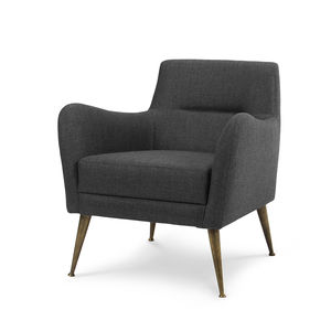 contemporary armchair / fabric / leather / polished brass