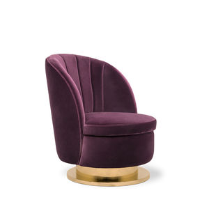 contemporary fireside chair / brass / cotton / velvet