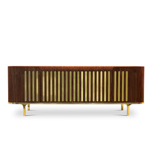 contemporary sideboard / polished brass / walnut / oak