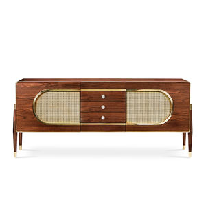 Scandinavian design sideboard / polished brass / brushed brass / solid wood