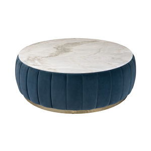 contemporary coffee table / polished brass / fabric / marble
