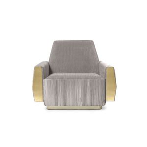 contemporary armchair / velvet / polished brass / club