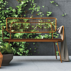 garden bench / contemporary / painted metal / with backrest