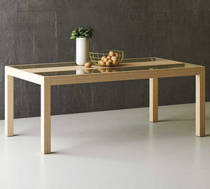 contemporary table / oak / lacquered glass / rectangular